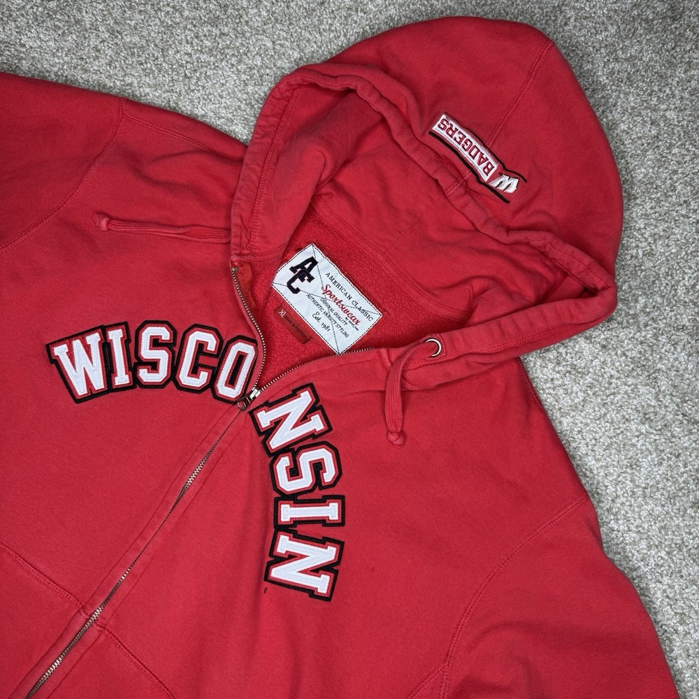 Wisconsin Badgers Zip Up Hoodie Men's XLarge American Classic Sportswear - Picture 3 of 12